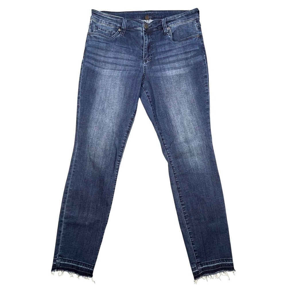 Kut from the Kloth Blue Raw Hem Ankle Skinny Jeans Women Size 12